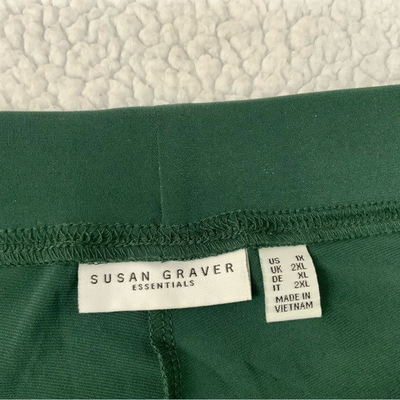 Susan Graver Liquid Knit Straight Leg Pull On Pants Dark Green Comfy 1X - Picture 5 of 13